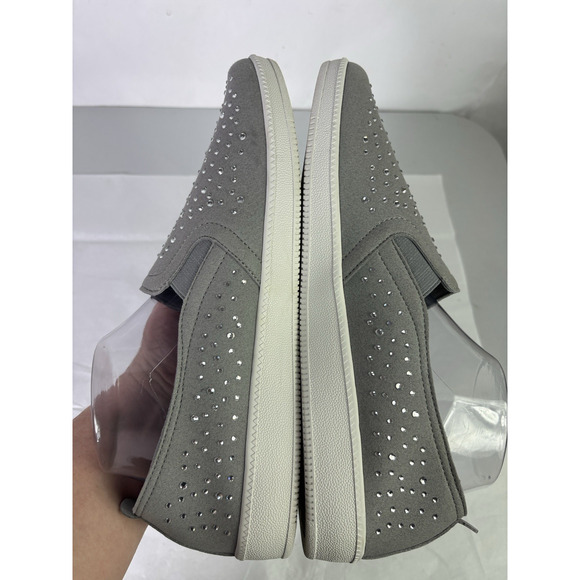 Skechers Womens 11 Wide Fit Slip On Air Cooled Memory Foam Shoes Rhinestones - Picture 4 of 10